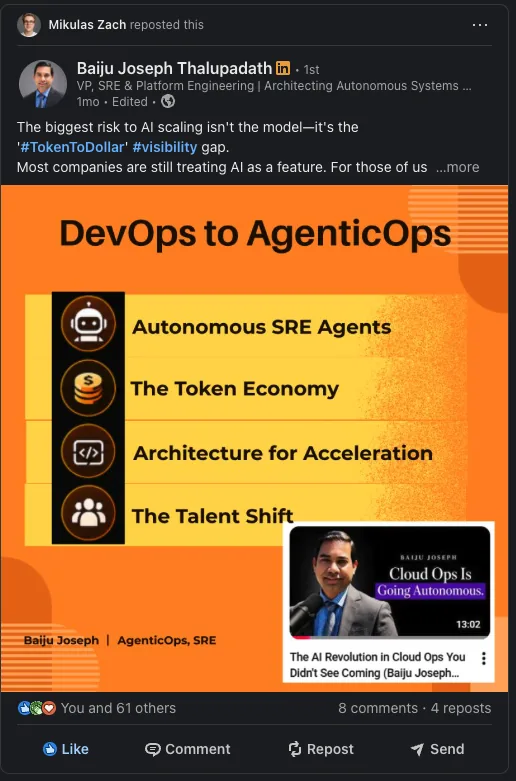 LinkedIn repost from Baiju Joseph Thalupadath about their Trust Leaders episode